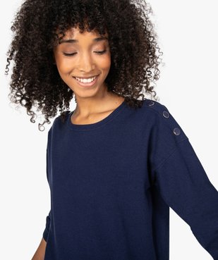 Pull femme en maille fine avec boutons sur les épaules vue2 - GEMO(FEMME PAP) - GEMO