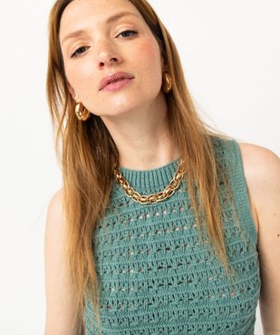Débardeur en maille ajourée façon macramé femme vue3 - GEMO(FEMME PAP) - GEMO