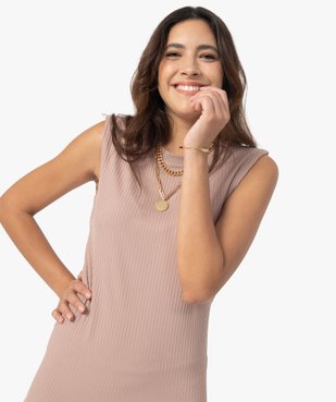 Robe femme en maille côtelée avec épaulettes vue2 - GEMO(FEMME PAP) - GEMO