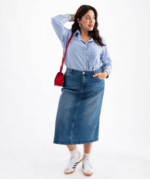 Chemise longue manches longues à rayures femme grande taille vue5 - GEMO (G TAILLE) - GEMO
