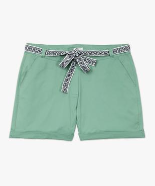 Short en toile avec ceinture tissée femme grande taille vue4 - GEMO (G TAILLE) - GEMO
