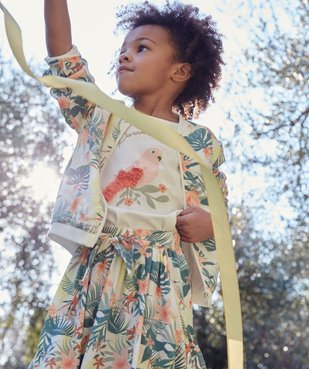 Jupe fille fluide et fleurie avec ceinture à nouer vue1 - GEMO (ENFANT) - GEMO