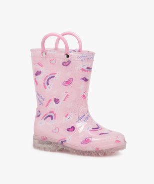 Bottes de pluie fille à anses et semelle lumineuse motif licorne vue2 - GEMO (ENFANT) - GEMO