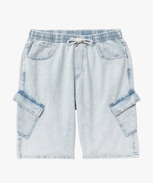 Bermuda en jean délavé avec ceinture élastique homme vue4 - GEMO (HOMME) - GEMO