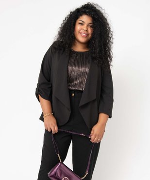 Veste femme grande taille porté ouvert avec manches 3/4 vue2 - GEMO (G TAILLE) - GEMO