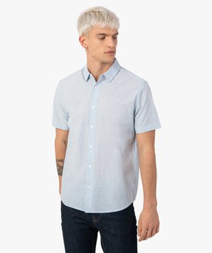 Chemise homme à manches courtes en coton lavé vue1 - GEMO (HOMME) - GEMO