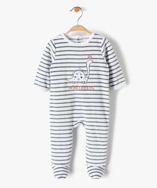 Pyjama bébé garçon en velours rayé et brodé vue1 - GEMO(BB COUCHE) - GEMO