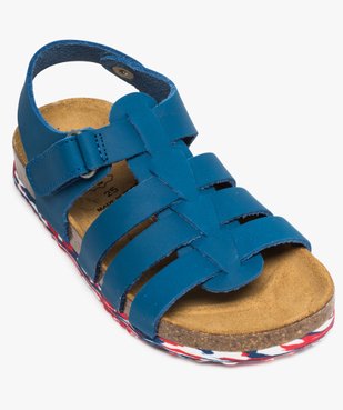 Sandales garçon unies en cuir avec bride à scratch vue5 - GEMO (ENFANT) - GEMO