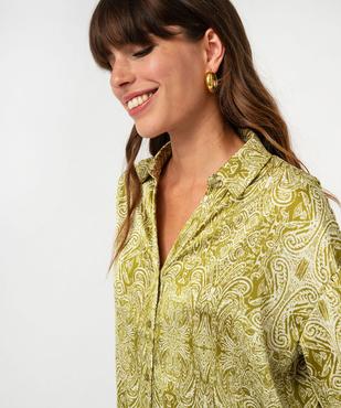 Chemise imprimée en matière satinée femme vert vue2 - GEMO(FEMME PAP) - GEMO