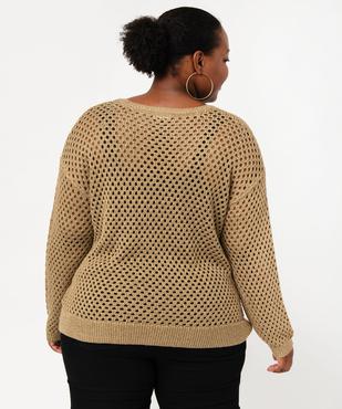 Pull ajouré col V en maille scintillante femme grande taille vue3 - GEMO (G TAILLE) - GEMO