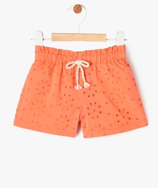 Short en coton avec broderies anglaises bébé fille vue1 - GEMO(BEBE DEBT) - GEMO