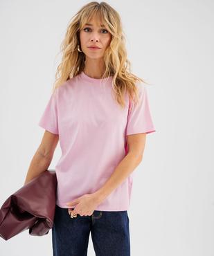 Tee-shirt manches courtes col rond uni en coton femme vue1 - GEMO 4G FEMME - GEMO