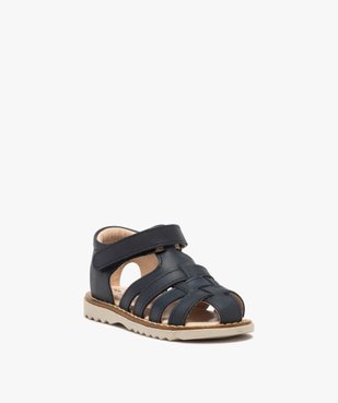 Sandales bébé en cuir à bout fermé et bride scratch vue2 - GEMO(BEBE DEBT) - GEMO