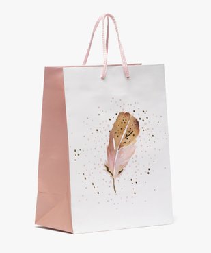 Sac cadeau femme imprimé plumes et pois dorés vue1 - GEMO (ACCESS) - GEMO