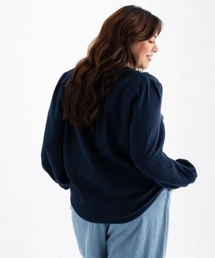 Blouse manches 3/4 en gaze de coton stretch femme grande taille vue3 - GEMO (G TAILLE) - GEMO