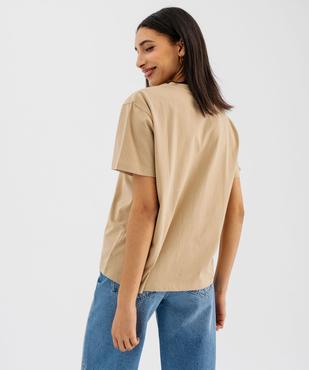 Tee-shirt manches courtes col rond uni en coton femme vue3 - GEMO 4G FEMME - GEMO