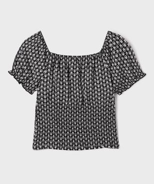 Blouse manche scourtes à taille smockée imprimé fleuri fille vue3 - GEMO 4G FILLE - GEMO