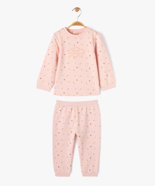 Pyjama 2 pièces en molleton doux et imprimé bébé fille vue1 - GEMO(BB COUCHE) - GEMO