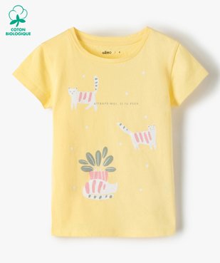 Tee-shirt fille à manches courtes avec motifs pailletés vue1 - GEMO C4G FILLE - GEMO