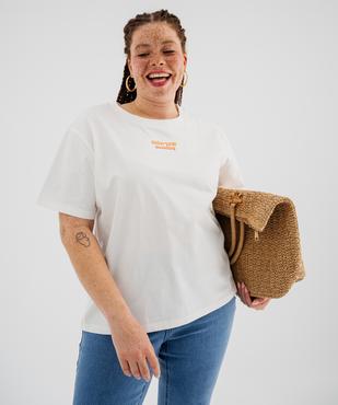 Tee-shirt manches courtes avec message poitrine et dos femme grande taille vue2 - GEMO (G TAILLE) - GEMO