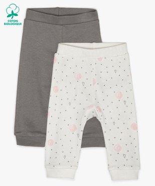 Pantalon bébé fille en maille avec finitions bord-côte (lot de 2) vue1 - GEMO C4G BEBE - GEMO