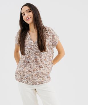 Tee-shirt manches courtes à col V femme vue4 - GEMO 4G FEMME - GEMO