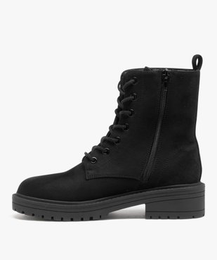 Boots femme dessus uni en suédine à zip et à lacets vue3 - GEMO (CASUAL) - GEMO