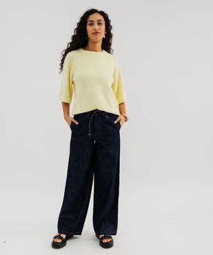 Jean wide leg taille haute élastiquée femme vue4 - GEMO 4G FEMME - GEMO