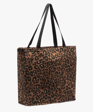 Tote bag grand format en tissu imprimé léopard femme vue2 - GEMO (ACCESS) - GEMO