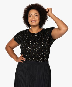 Tee-shirt femme à manches courtes à motifs vue1 - GEMO (G TAILLE) - GEMO