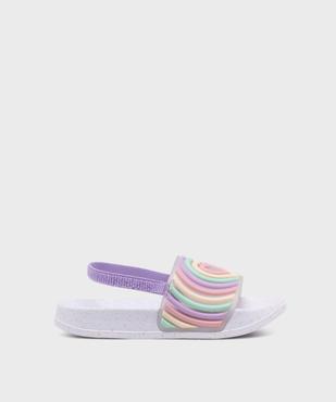 Mules de piscine avec bride cheville élastique et bandeau imprimé fille  vue1 - GEMO (PLAGE) - GEMO