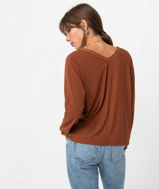 Tee-shirt femme à manches longues et encolure fantaisie vue3 - GEMO(FEMME PAP) - GEMO