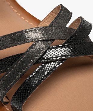 Sandales femme à fines brides en cuir brillantes - Tanéo Coupe spéciale pied large vue6 - TANEO - GEMO
