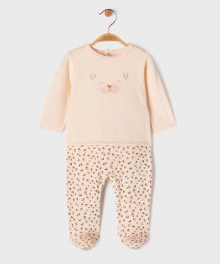 Pyjama dors-bien en velours à motif léopard bébé fille vue1 - GEMO 4G BEBE - GEMO