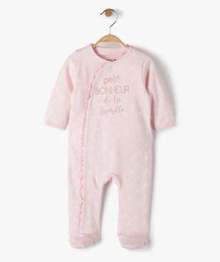 Pyjama bébé fille fermeture sur l’avant à motifs fleuris vue1 - GEMO(BB COUCHE) - GEMO