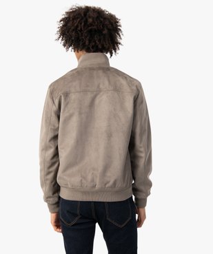 Blouson homme en suédine avec finitions bord-côte vue3 - GEMO (HOMME) - GEMO
