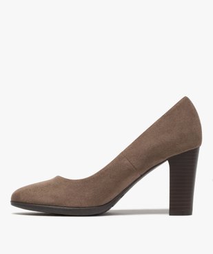 Escarpins femme en suédine unie et talon rainuré vue3 - GEMO(URBAIN) - GEMO