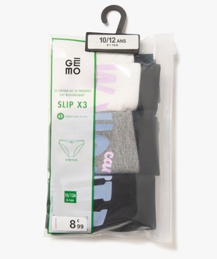Culottes en coton stretch inscriptions US fille (lot de 3) vue1 - GEMO 4G FILLE - GEMO