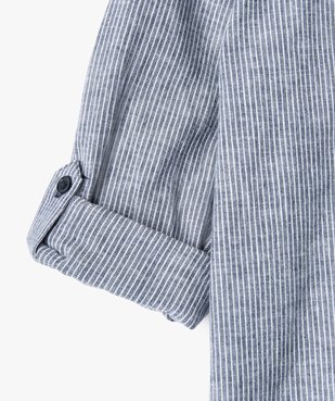 Chemise garçon rayée à manches longues en lin/coton vue2 - GEMO (JUNIOR) - GEMO