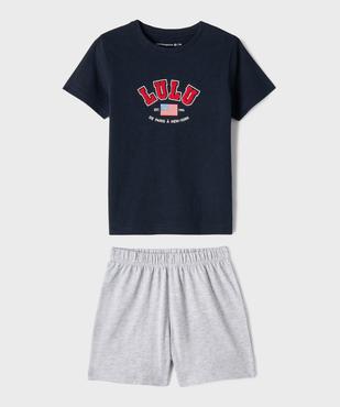 Pyjashort bicolore avec inscription bouclette garçon - LuluCastagnette vue1 - LULU CASTAGNETTE GEMO FOR GOOD - GEMO