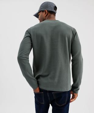 Tee-shirt manches longues en coton piqué avec col tunisien homme vue5 - GEMO 4G HOMME - GEMO