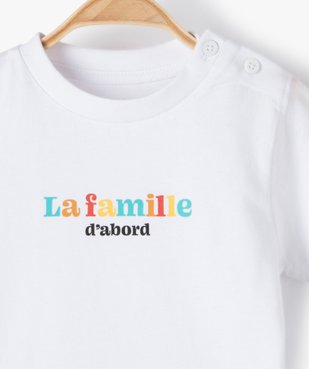 Tee-shirt bébé fille à manches courtes et inscription multicolore vue2 - GEMO(BEBE DEBT) - GEMO