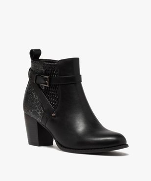 Boots femme à talon dessus multi-matières vue2 - GEMO(URBAIN) - GEMO