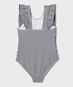 Maillot de bain 1 pièce à rayures et volants fille - LuluCastagnette vue3 - LULUCASTAGNETTE - GEMO