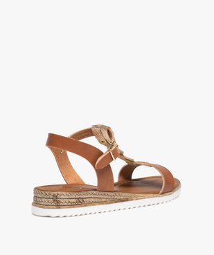 Sandales femme compensées en cuir avec détail tressé doré - Taneo vue4 - TANEO - GEMO