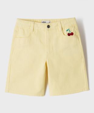 Bermuda ample en toile denim colorée fille vue2 - GEMO 4G FILLE - GEMO