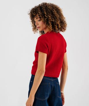 Pull manches courtes en maille fantaisie à boutons femme vue3 - GEMO(FEMME PAP) - GEMO