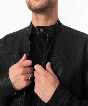 Blouson homme biker en cuir imitation vue3 - GEMO (HOMME) - GEMO