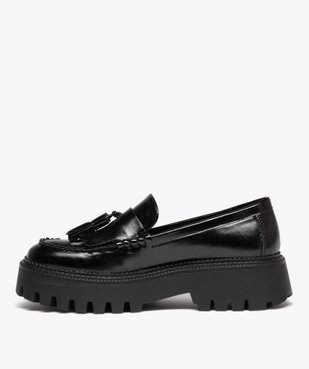 Mocassins femme unis à semelle compensée et crantée vue3 - GEMO (CASUAL) - GEMO
