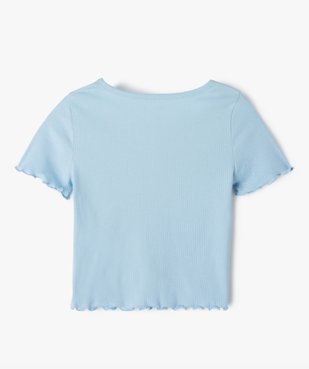 Tee-shirt fille à côtes à finition roulottée vue3 - GEMO (JUNIOR) - GEMO